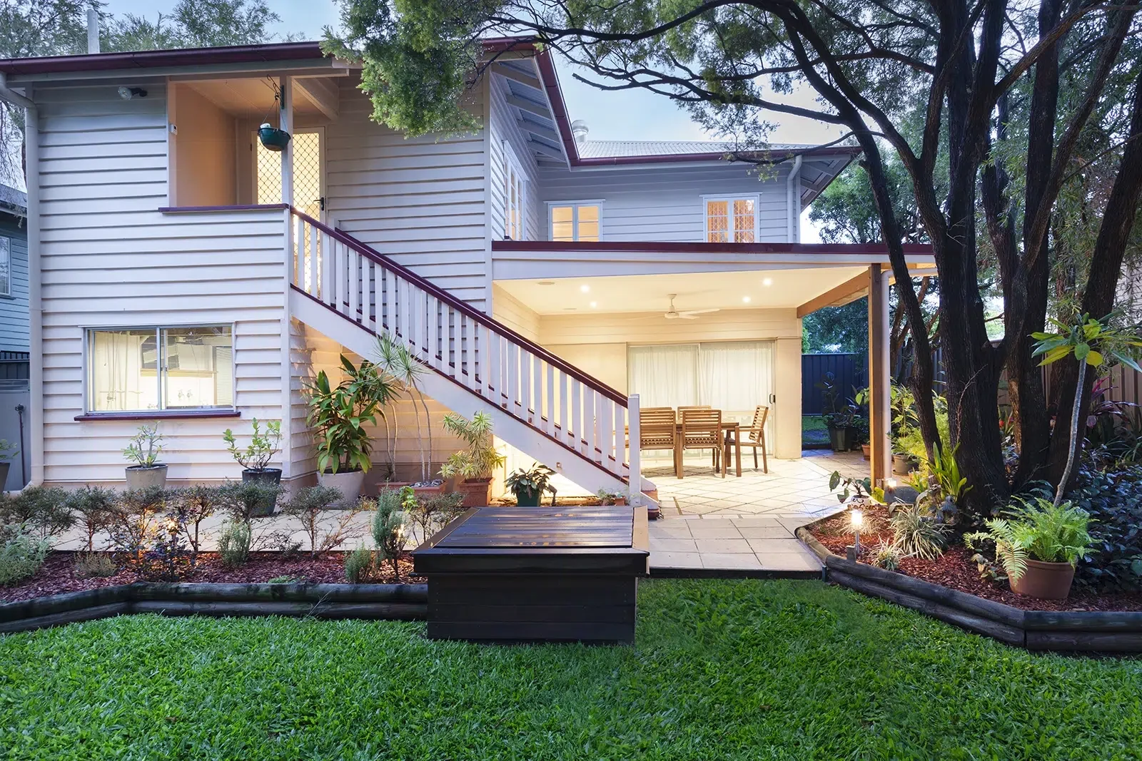 An old weatherboard house has been restored with Exterior Painting Services by Prime Coat in Cairns, Qld