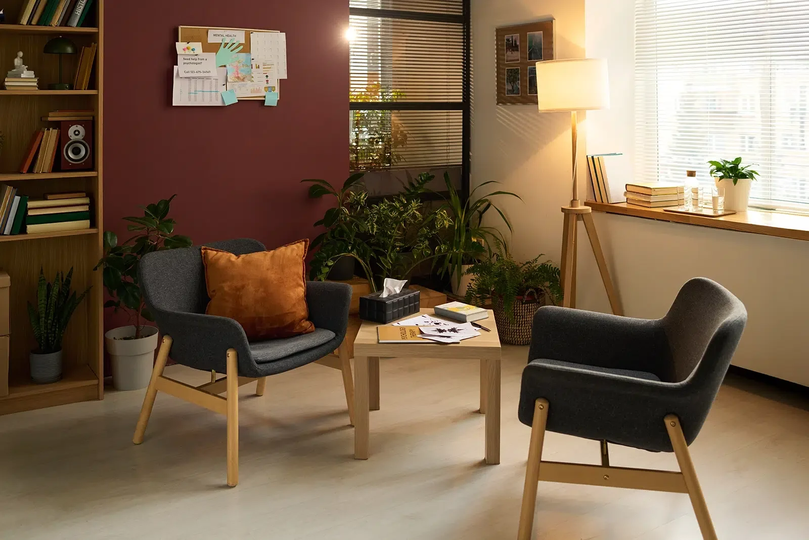 A calm, warm and well-designed therapists office in Cairns, Qld planned and painted by Prime Coat